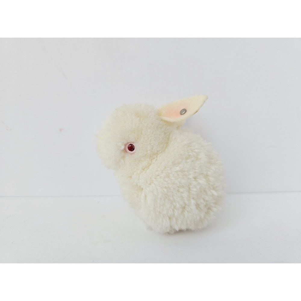 Vintage Steiff pom pom white rabbit with button